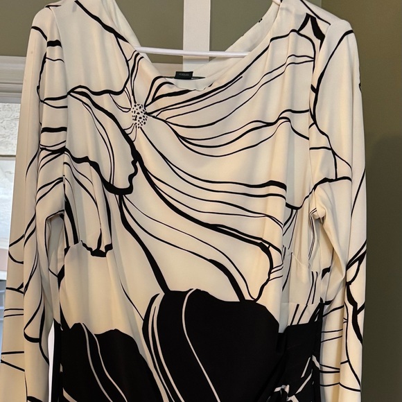 Ralph Lauren Black & winter White Long Sleeve Midi Dress -size 18. Flattering. - Picture 4 of 9